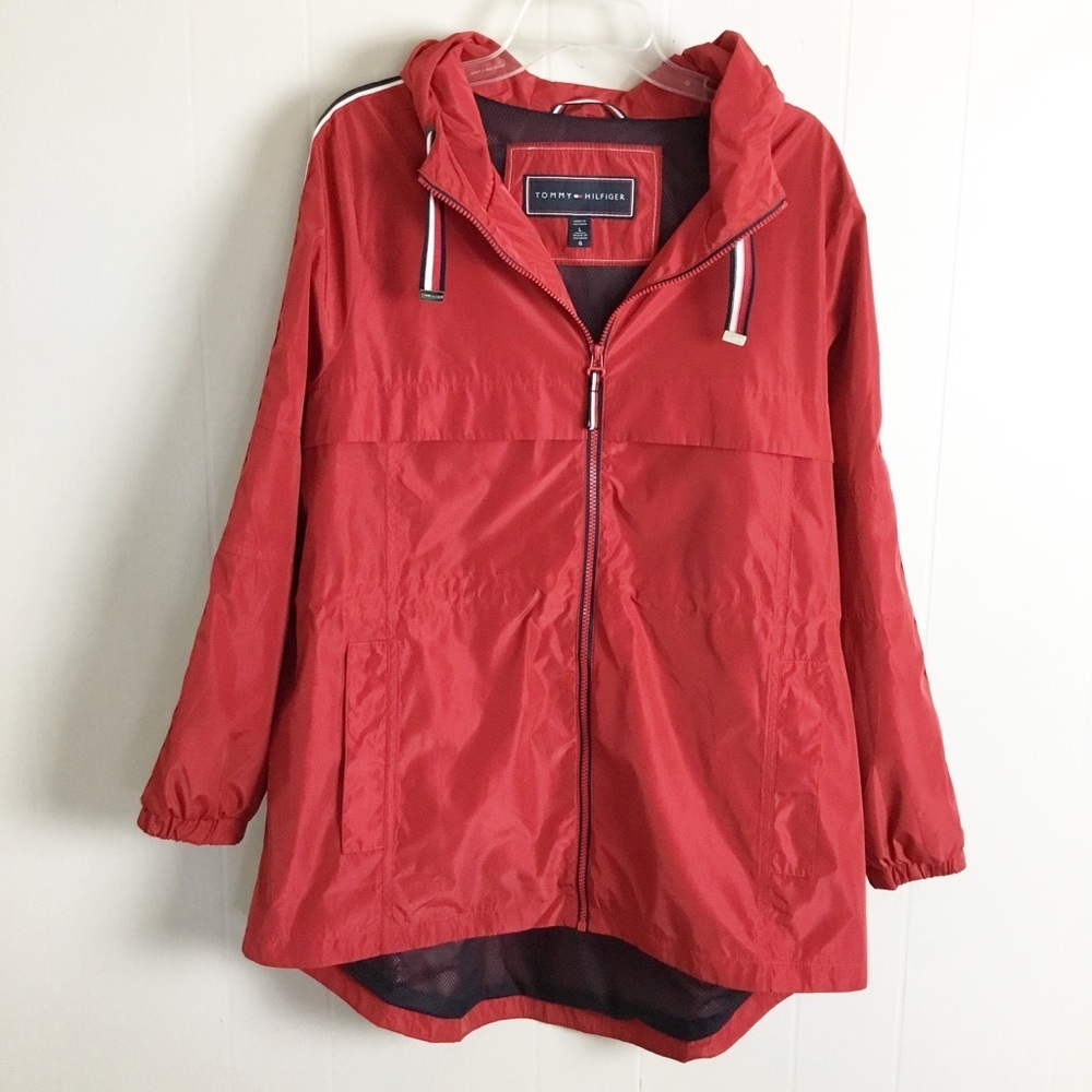 Tommy Hilfiger Red Windbreaker Jacket Size Large Women’s